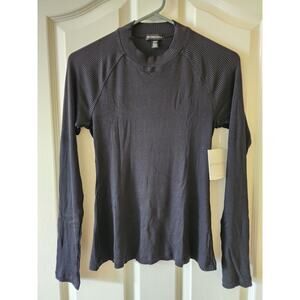 Beyond Yoga NWT M Black Mock Neck Long Sleeve Ribbed Top Fitted Soft Full Length